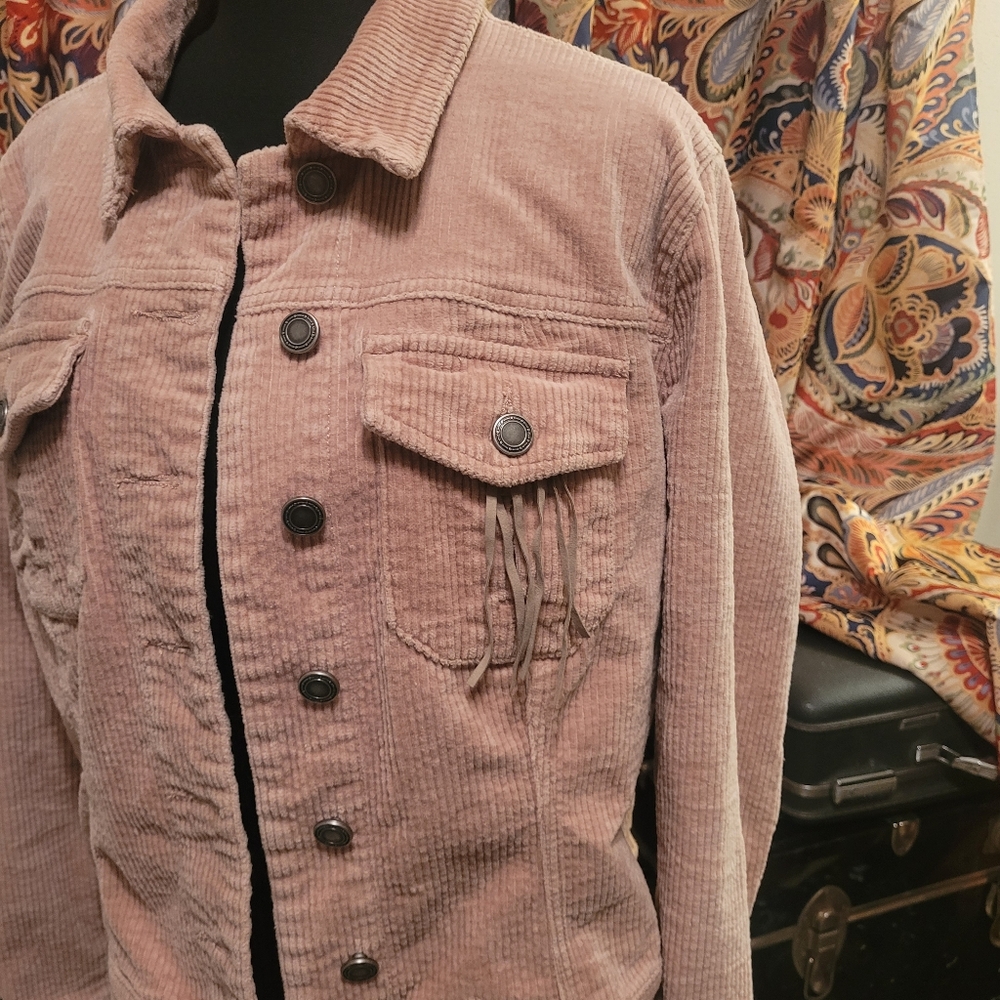 Blinged Out. Pink Corduroy Jacket, M, Bling Attached/easily Removable